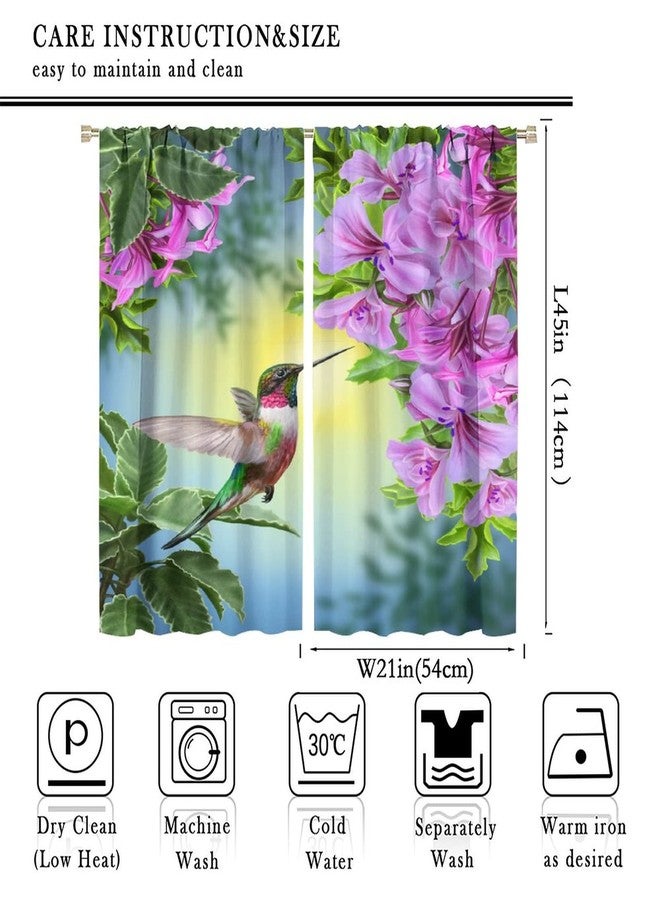 AuiMzoo Hummingbird Blackout Curtains, Beautiful Purple Floral Hummingbird Nature Theme, for Bedroom Living Room, 2 Panel Set, 42x45 Inch - Image 2